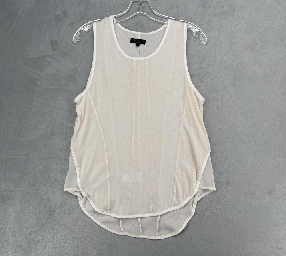 Rag & Bone Tank Womens L White Tunic Sleeveless Lightweight Sheer Lagenlook